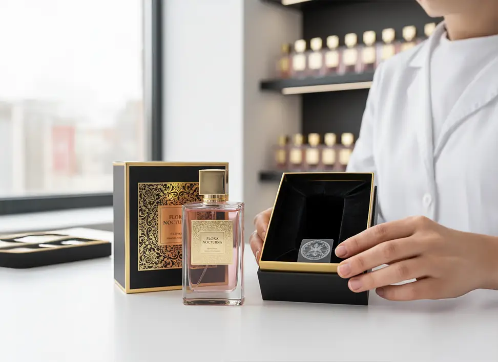 Sample Developments & Process 5 Final perfume sample presented with complete packaging and branding, ready for client approval