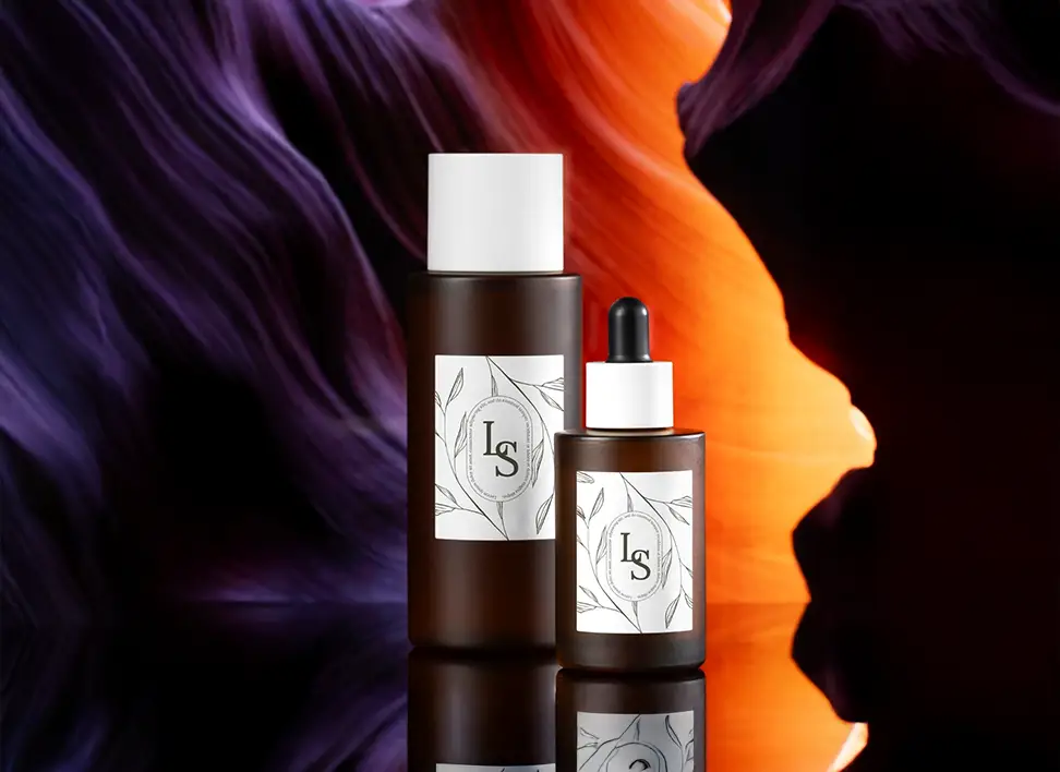 Custom Perfume Development 3 Two perfume bottles featuring custom branded labels showcasing personalized fragrance creation process